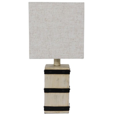 15" Campbell Square Barrel Accent Table Lamp (Includes LED Light Bulb) White - Decor Therapy