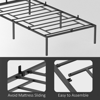 WhizMax 14 Inch Twin Black Metal Platform Bed Frame with Slats