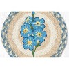 Earth Rugs Forget Me Not Round Trivet – 10" Blue Floral Print on Natural Braided Jute Mat - 2 of 3