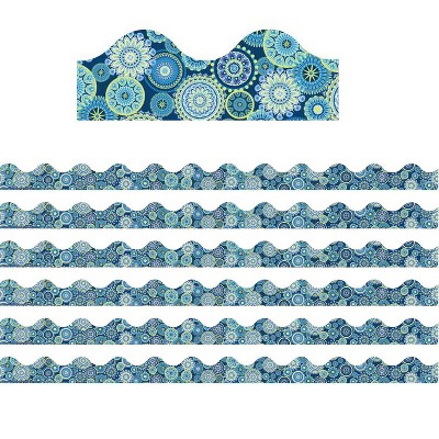 Eureka® Blue Harmony Mandala Scalloped Deco Trim®, 37 Feet Per Pack, 6 Packs