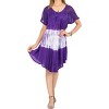 LA LEELA Women's Summer Vacation Casual Short Swing Dress Relaxed Maternity House Wear Dresses Medium/Large Purple, Tie Dye Design - 2 of 4