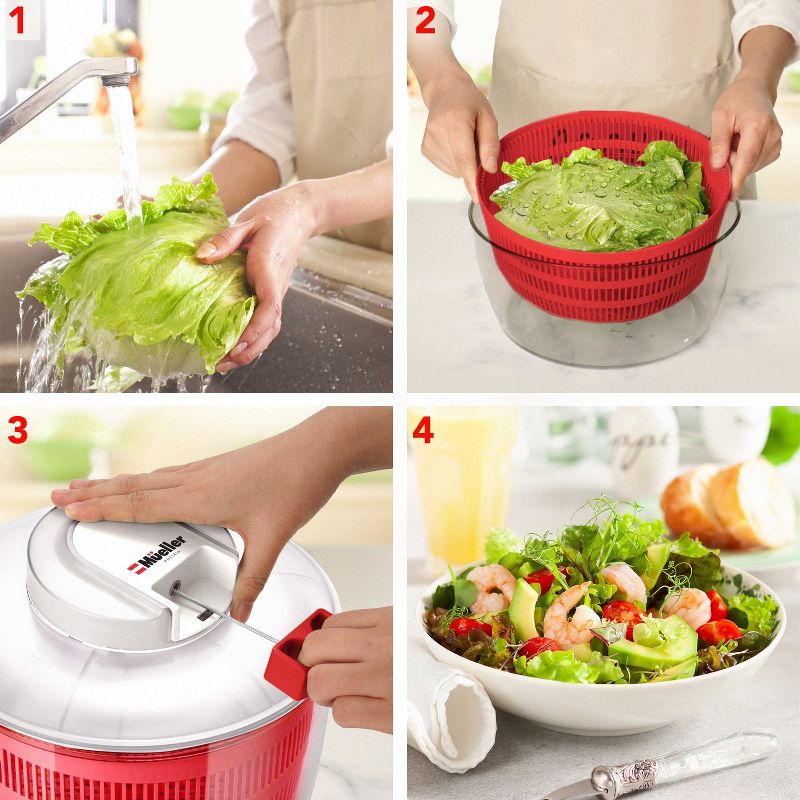 Mueller Salad Spinner with QuickChop Pull Chopper - Red, 2 of 9