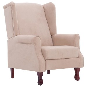 vidaXL Recliner in Cream Fabric - Comfortable Adjustable Reclining Armchair with Soft Sponge Padding and Strong Wooden Legs for Living Room - 1 of 4