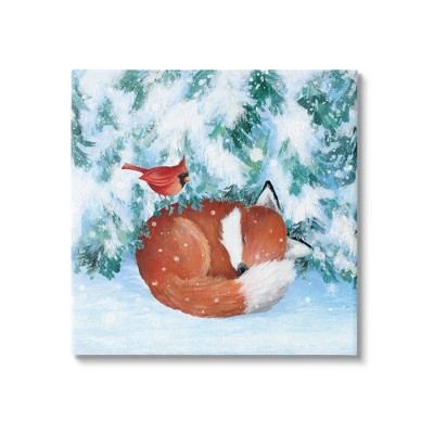 Stupell Industries Sleeping Fox in Snow Canvas Wall Art