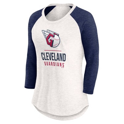 MLB Cleveland Guardians Women's White 3/4 Sleeve Fashion T-Shirt
