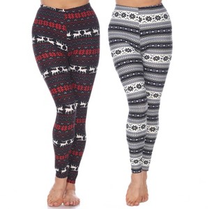 Women's Pack of 2 Leggings - One Size Fits Most - White Mark - 1 of 1