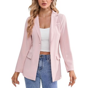 Blazer For Women Long Sleeve Open Front Casual Single Breasted Office Blazer With Pockets - 1 of 4