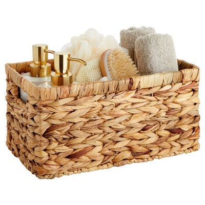 Small Rectangular Hand-Woven Wicker Storage Baskets, Set of 2