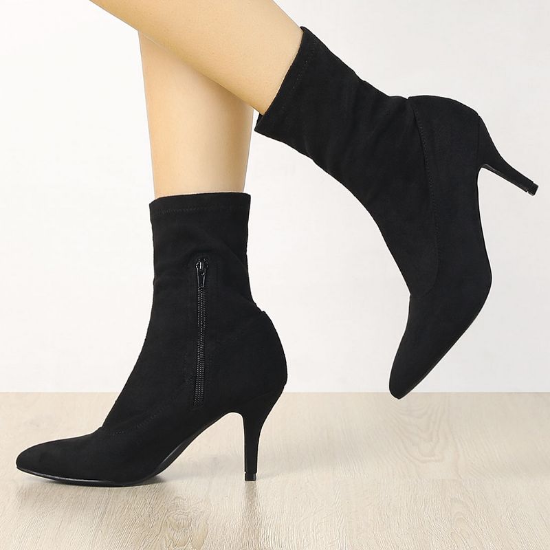 Allegra K Women's Pointy Toe Stretch Sock Stiletto Heels Boots, 2 of 7
