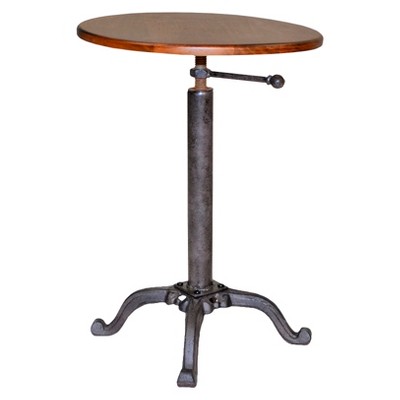 Carolina Living Gracie Adjustable Vintage Table Brown: Rustic Metal Frame, Wood Top