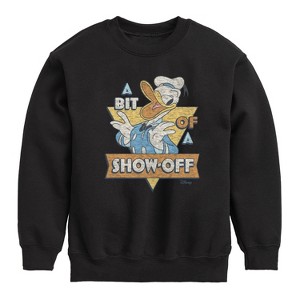 Boys' - Disney - Donald Bit Of A Show Off Graphic Long Sleeve Fleece Sweatshirt - 1 of 4