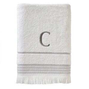SKL Home By Saturday Knight Ltd Casual Monogram Bath Towel C - 28X54", White - 1 of 3