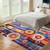 Washable Area Rug, Modern Abstract with Non-Slip Backing, Stain Resistant Geometric Floor Mat, Low Pile Indoor Mat for Living Room & Bedroom,Colorful - 4 of 4