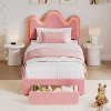 Bed Frame with LED Headboard and Under-Bed Drawer,Metal Upholstered Platform Bed with LED Light for Kids,Lamb Fleece Fabric,No Box Spring Needed - 3 of 4