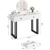40" Small Modern White Vanity Desk with 3 Color Lights＆Adjustable Brightness, Dressing Table with 2 Drawers, Girls Compact Vanity Desk for Bedroom - 2 of 4