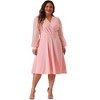 Agnes Orinda Women's Plus Size Swiss Dots Pattern Sleeves V Neck Midi Flowy A-Line Dress - 3 of 4