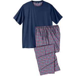 KingSize Jersey Knit Plaid Pajama Set - 1 of 4