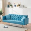 VYNXARIA 71 inch convertible love seat sofa, American retro, light blue velvet, suitable for small living room, bedroom, office - 4 of 4