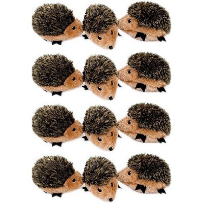 ZippyPaws - Burrows Replacement Miniz Hedgehogs 12-Pack - Plush Refills for Interactive Dog Toys - Hide and Seek Colorful Squeaky Dog Toys