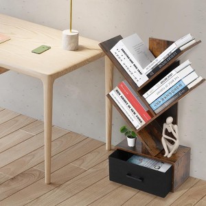 4 Tier Tree Bookshelf, Free Standing Bookcase for Home Office and Living Room - 1 of 4