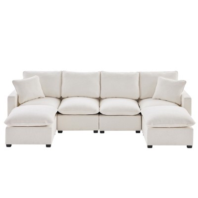 NicBex Chenille Sectional Couches U Shape Modular Sofa with 2 Pillows for Living Room and Apartment