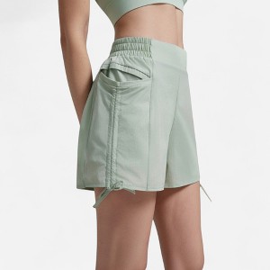 Anna-Kaci Active Women's High Waist Active Shorts with Elastic Side Waistband Large Pockets and Adjustable Drawstring Hem - 1 of 4