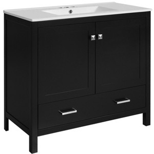 Dexmalle 36" Bathroom Vanity with Double Storage Shelves & Divided Drawer - 1 of 4