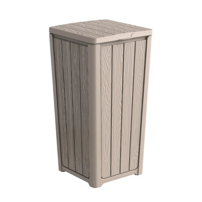 Syemin Outdoor Trash Cans Outdoor Trash Can with Tiered Lid, Lightweight Waste Bin, Waterproof Resin Garbage Can, Grey, 15.16"*15.55"*30.71"