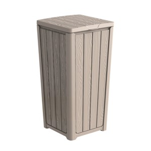 Syemin Outdoor Trash Cans Outdoor Trash Can with Tiered Lid, Lightweight Waste Bin, Waterproof Resin Garbage Can, Grey, 15.16"*15.55"*30.71" - 1 of 4