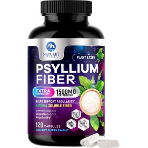 Psyllium Fiber Supplement 1500mg, Non-GMO, Natural Soluble Fiber Daily Digestion - 120 Count By Nature's Peak - 1 of 4