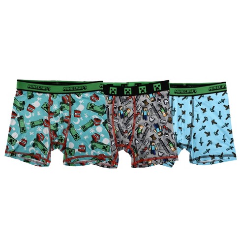 Minecraft Boys Underwear, 4 Pack Athletic Boxer Briefs Sizes 6-12