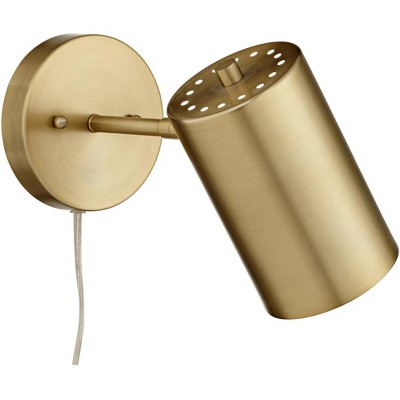 Elegant Carla Brushed Brass Adjustable Plug-In Wall Lamp