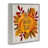 Stupell Industries Hello Fall Sentiment Orange Pumpkin Autumn Tree Leaves Framed Giclee Art - 2 of 4