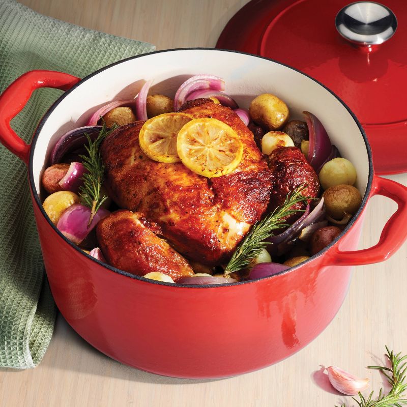 Tramontina Gourmet 6.5qt Enameled Cast Iron Round Dutch Oven with Lid Red, 4 of 5