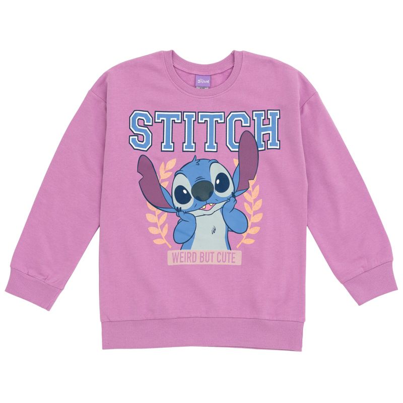 Disney Minnie Mouse Lilo & Stitch Girls Fleece Sweatshirt and Plaid Skirt Little Kid to Big Kid, 4 of 10