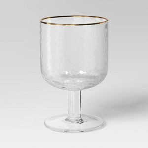 10.15oz Stemmed Winewith Hammered and Gold Rim  Threshold™ - 1 of 3