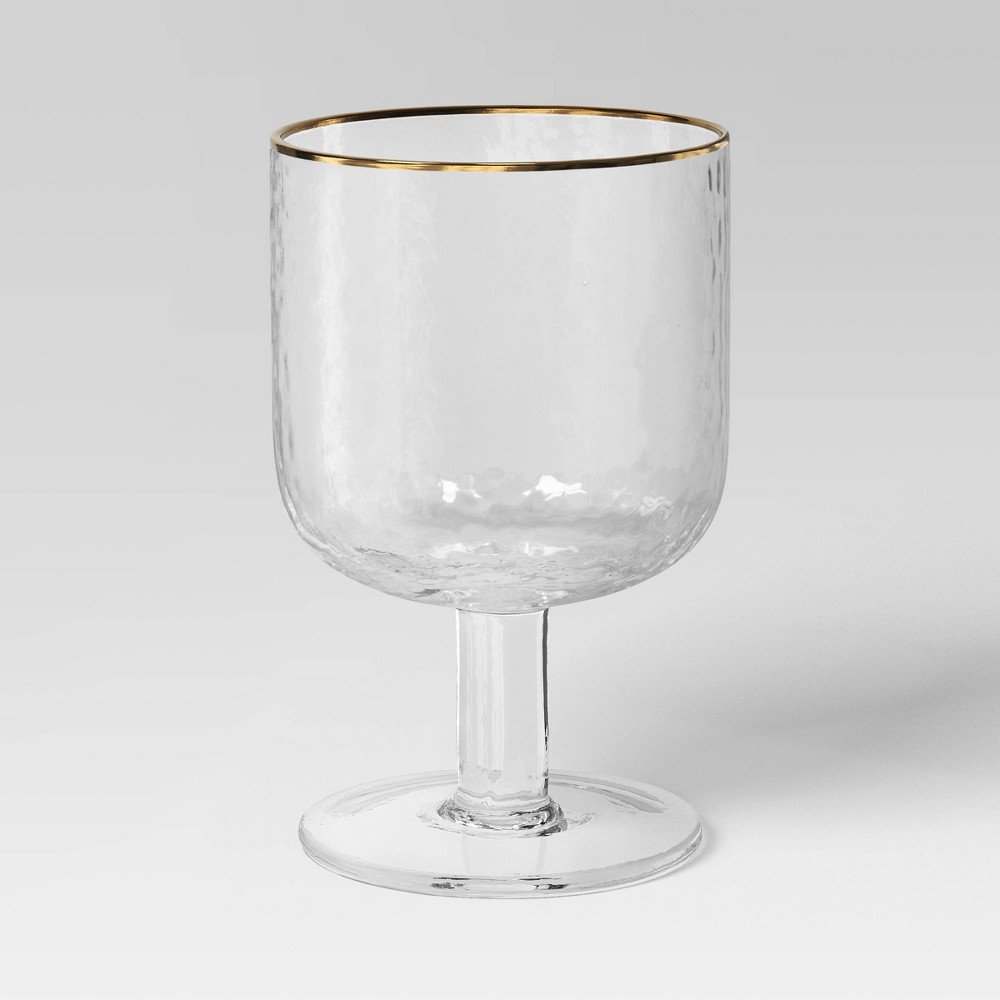 10.15oz Stemmed Winewith Hammered and Gold Rim Threshold™