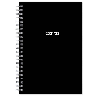 2021-22 Academic Planner Dual-Language Spanish/English 5”x8” Flexible Plastic Cover Wirebound Weekly/Monthly Solid Black - Blue Sky