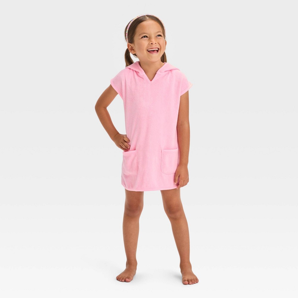 Photos - Swimwear Baby Girls' Towel Terry Hooded Cover Up Dress - Cat & Jack™ Pink 18M: UPF