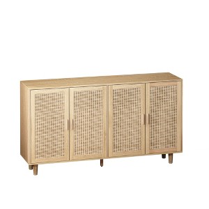 Vynxaria 62.20" Elegant 4-Door Rattan Storage Cabinet - Functional Design for Bedroom, Living Room, Office, Easy Assembly - 1 of 4