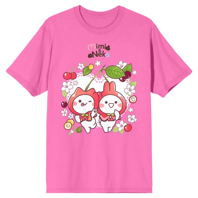 MiMi & Neko Cherry Logo Men's Pink Short Sleeve Tee, 1 of 4