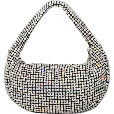 FATMOON Bling Full Glitter Knotted Handbag for Women Crystal Rhinestone Hobo Dumpling Bag Diamond Evening Clutch Crossbody Bag