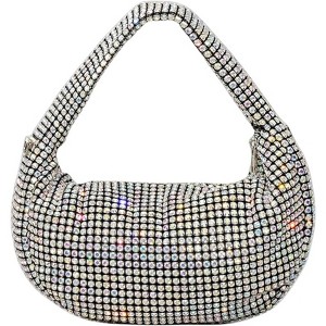 FATMOON Bling Full Glitter Knotted Handbag for Women Crystal Rhinestone Hobo Dumpling Bag Diamond Evening Clutch Crossbody Bag - 1 of 4