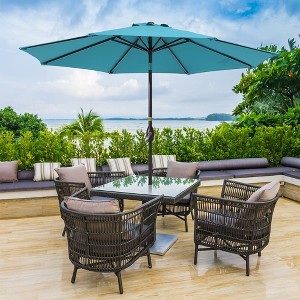 Sonkuki 9 FT Outdoor Patio Umbrella Market Table Umbrella With a Crank for Garden, Deck and Pool - 1 of 4