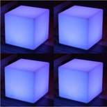 Main Access Color Changing LED Light Plastic Waterproof Cube Seat with 4 Lighting Modes, 16 Color Options, and Remote Control for Poolsides (4 Pack)