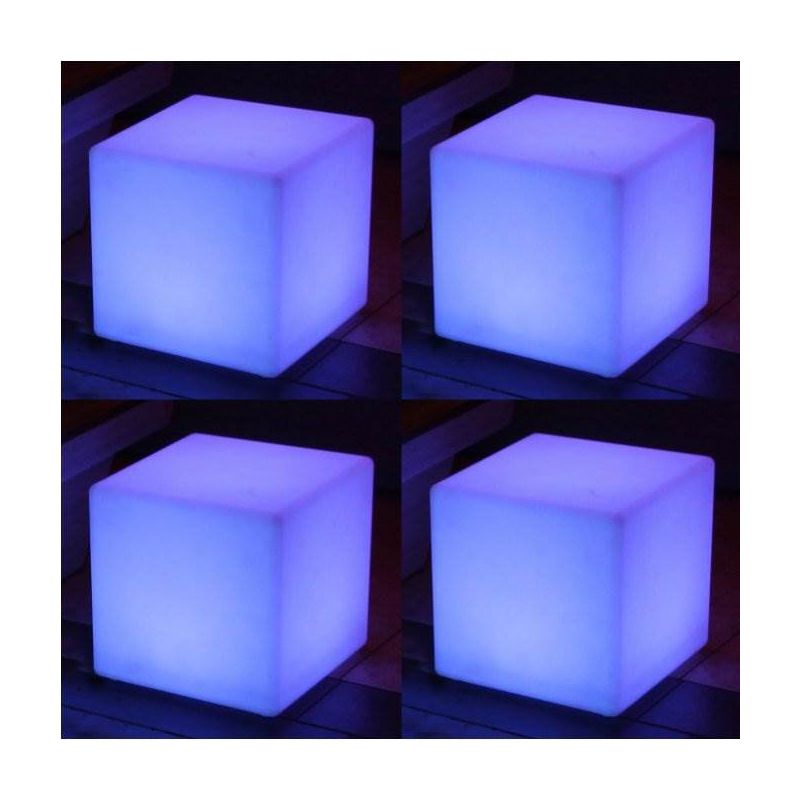 Main Access Color Changing LED Light Plastic Waterproof Cube Seat with 4 Lighting Modes, 16 Color Options, and Remote Control for Poolsides (4 Pack), 1 of 6
