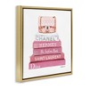 Stupell Industries Pink Book Stack Fashion Handbag, 25" x 25" - 3 of 4
