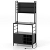 MOEPISY Wine Cabinet with S Shaped Hooks and Wine Bottle Holders Black - 4 of 4