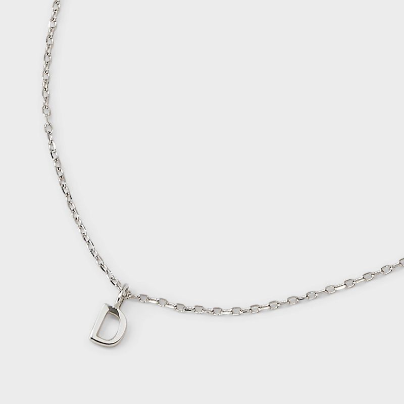 Sterling Silver Small Polished Initial Pendant Necklace - A New Day™ Silver, 1 of 6