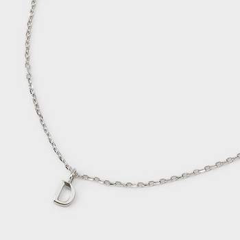 Sterling Silver Small Polished Initial Pendant Necklace - A New Day™ Silver